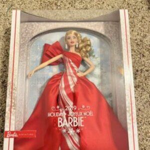 NIB=-2019 Holiday Signature Barbie Doll Blonde Curls Mattel NEW Pristine